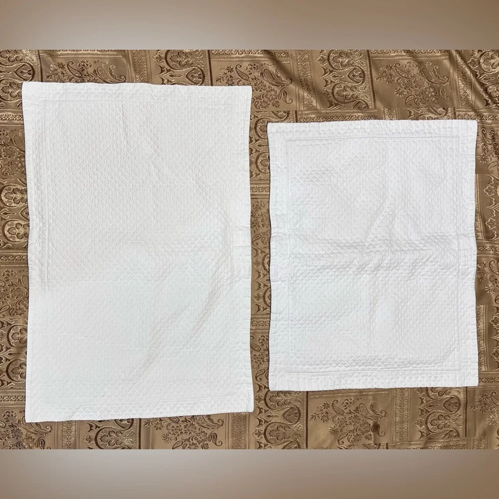 Restoration Hardware 2pc Set Quilted Ivory King & Standard Sham Pillowcase